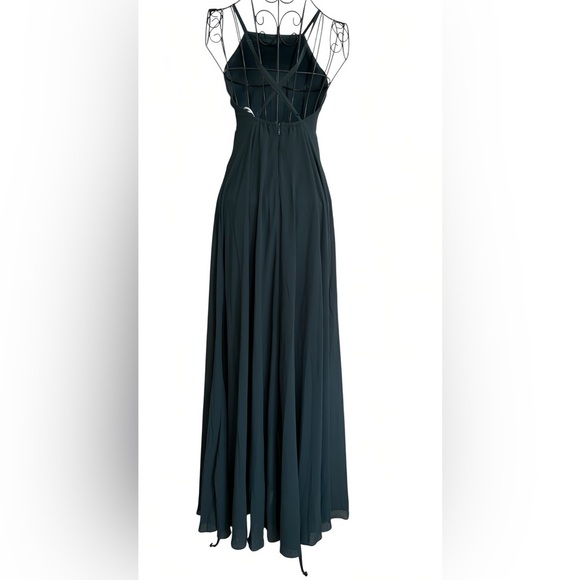 Lulus Green Chiffon Maxi Dress XS | Spaghetti Strap Empire Waist Backless Gown - Picture 4 of 13